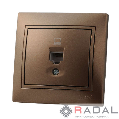 Розетка компьютерная 1-м СП Мира RJ45 свет. корич. перламутр Lezard 701-3131-139
