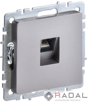 Розетка компьютерная СП RJ45 кат.6 BRITE РК11-БрС сталь IEK BR-K10-2-K46