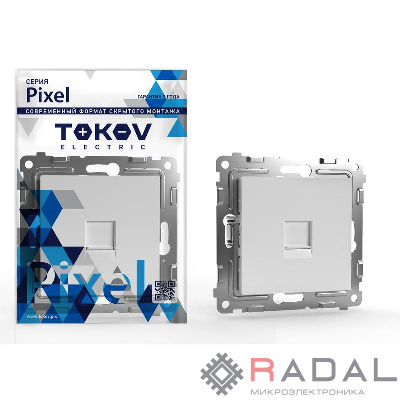 Розетка компьютерная 1-м СП Pixel RJ45 кат.5E механизм бел. TOKOV ELECTRIC TKE-PX-RC1-C01