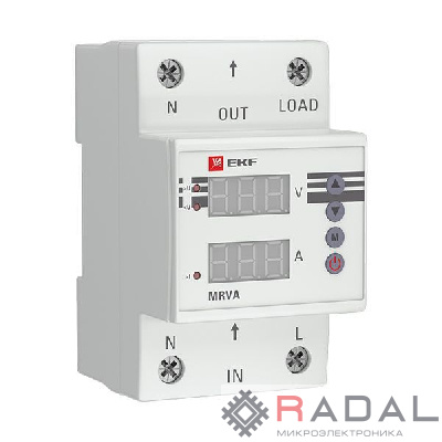 Реле напряжения и тока с дисплеем MRVA 40А PROxima EKF MRVA-40A