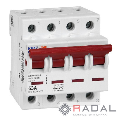 Выключатель нагрузки модульный OptiDin BM63PL-463-УХЛ3 (ВМ63PL) КЭАЗ 328176