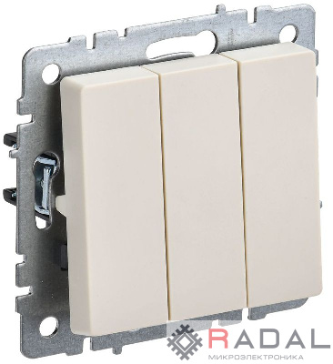 Выключатель 3-кл. СП BRITE ВС10-3-0-БрКр 10А беж. IEK BR-V30-0-10-K10
