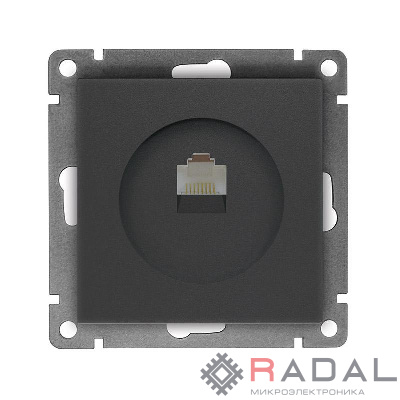 Розетка компьютерная 1-м СП Афина RJ45 кат.5E механизм графит Universal A0051-Gr