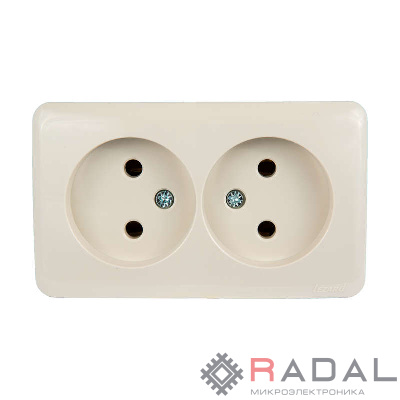 Розетка 2-м ОП Viola 16А IP20 без заземл. крем. LEZARD 751-0300-128