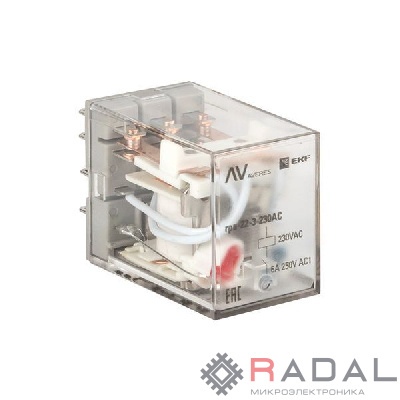 Реле промежуточное RPA 22/3 6А 230В AC AVERES EKF rpa-22-3-230AC