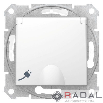 Механизм розетки 1-м СП Sedna 16А IP44 250В с заземл. защ. шторки с крышкой бел. SchE SDN3100321