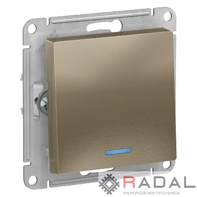 Механизм выключателя 1-кл. СП AtlasDesign 10А IP20 (сх. 1а) 10AX с подсветкой шампань SchE ATN000513