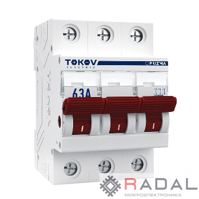 Выключатель нагрузки модульный 3П 63А TOKOV Electric TKE-PZ60-MDSI-3-63