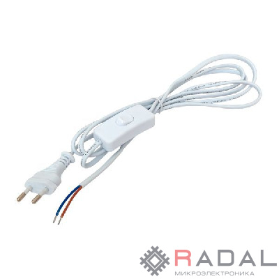 Шнур для бра с выключателем 2м 2х0.5кв.мм EKF ASB-610