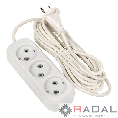 Удлинитель 3х5м без заземл. 10А IP20 Эксперт 2.2кВт ПВС 2х0.75 PROxima EKF UBA10-275-3-05