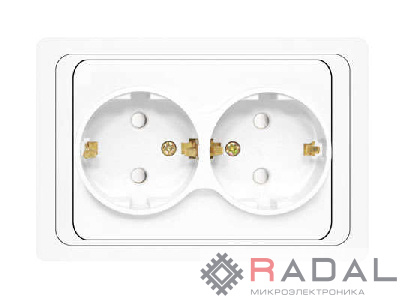 Розетка 2-м СП Валери 16А IP20 с заземл. защ. шторки бел. UNIVersal В0128x