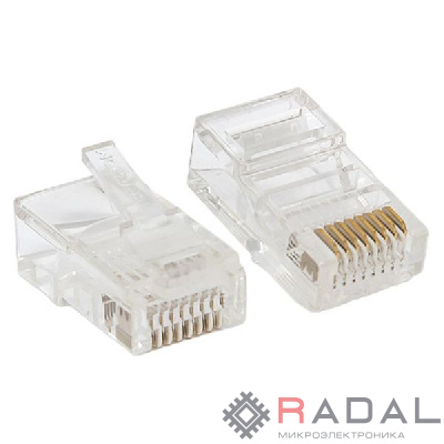 Коннектор RJ-45 неэкранированный 8P8C 30мкд кат.5e универс. (уп.50шт) TeraLINK PRO EKF TRP-PLUG-5EUTP-50