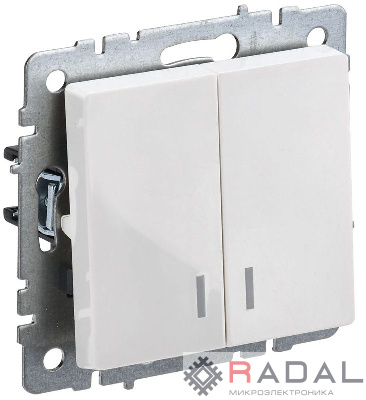 Выключатель 2-кл. СП BRITE ВС10-2-1-БрБ 10А с инд. бел. IEK BR-V20-1-10-K01