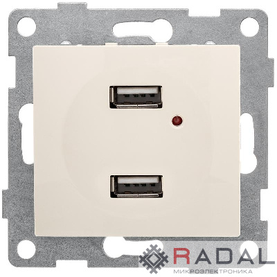 Розетка USB 2-м СП Bravo механизм беж. GUSI С10USB2-003