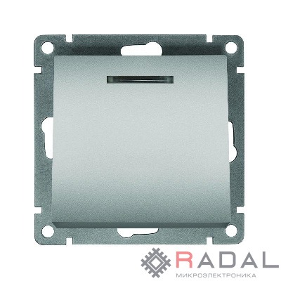 Выключатель 1-кл. СП Афина 10А IP20 с подсветкой механизм серебр. Universal A0121-S