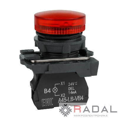 Лампа сигнальная OptiSignal D22 C5-L-M4 красн. пластик 230-240VAC XB5AVM4 КЭАЗ 332190