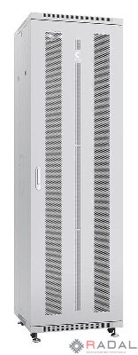 Шкаф монтажный телекоммуникационный напольн. ND-05C-42U60/60 19дюйм 42U 600х600х2055мм для распределит. и серверн. оборудования; передн. и задн. перфорир. двери ручка с замком RAL 7035 сер. Cabeus 7227c