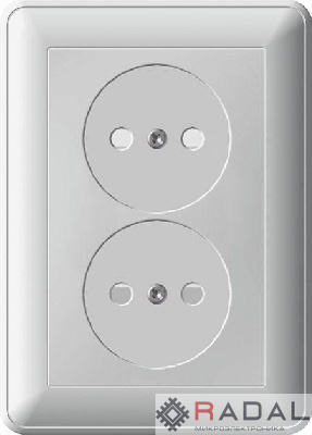 Розетка 2-м СП W59 16А IP20 без заземл. защ. шторки бел. SchE RS16-254-18