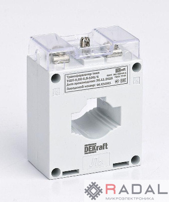 Трансформатор тока ТШП-0.66 0.5S 100/5 5В.А d30мм DEKraft 50102DEK