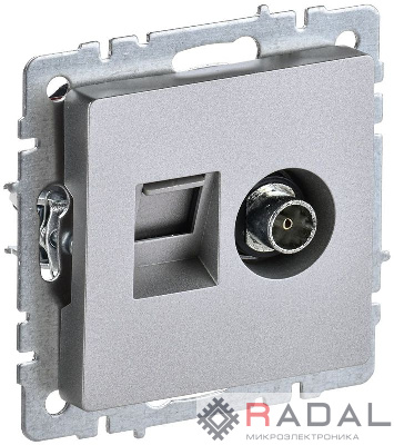 Розетка компьютерная + телевизионная 2-м Brite РТВ/РК12-БрА RJ45 кат.5E + TV алюм. IEK BR-AK20-1-K47