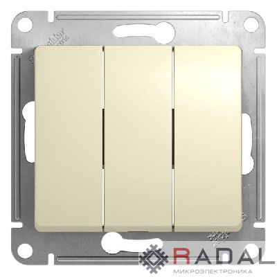 Механизм выключателя 3-кл. СП Glossa 10А IP20 (сх. 1+1+1) 10AX беж. SchE GSL000231