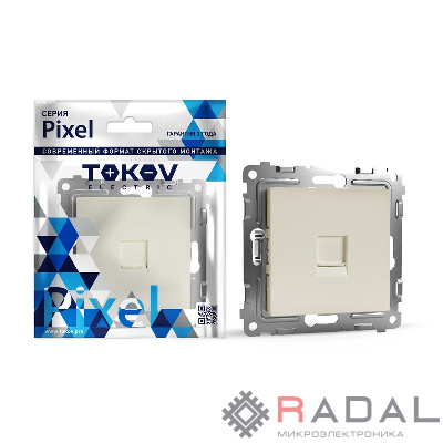Розетка компьютерная 1-м СП Pixel RJ45 кат.5E механизм беж. TOKOV ELECTRIC TKE-PX-RC1-C02