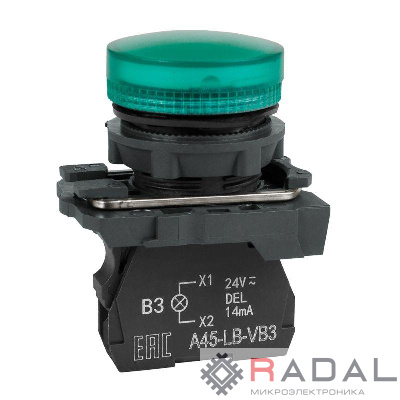 Лампа сигнальная OptiSignal D22 C5-L-B3 зел. пластик 24VAC/DC XB5AVB3 КЭАЗ 332189