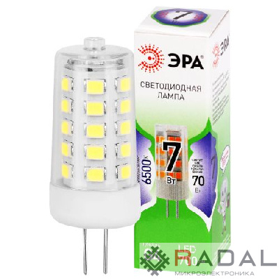 Лампа светодиодная GREEN LINE LED G4-JC-7W-865-12V GL G4 7Вт капсула 6500К холод. бел. Эра Б0067194
