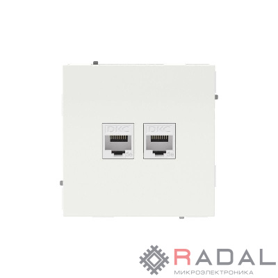 Розетка компьютерная 2-м KANT RJ45 кат.5E без шторки бел. магнолия DKC 7000664