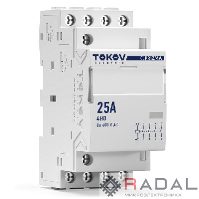 Контактор модульный 36мм 25А 230В АС 4НО PRIZMA TOKOV ELECTRIC TKE-PZ-MC-2-25-230-40