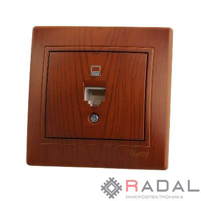 Розетка компьютерная 1-м СП Mira RJ45 16А IP20 сосна LEZARD 701-0801-139