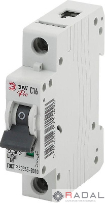 Выключатель автоматический модульный 1п C 16А ВА47-100 Pro NO-901-43 ЭРА Б0031813