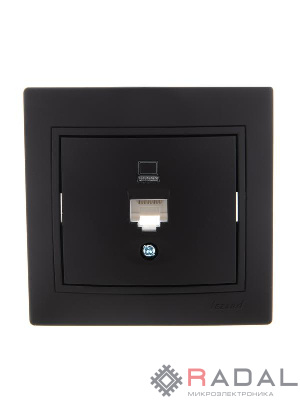 Розетка компьютерная 1-м СП Мира RJ45 черн. бархат LEZARD 701-4242-139