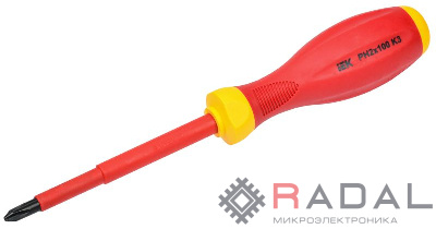Отвертка диэлектрическая крестовая PH2х100 K3 1000В ARMA2L 3 IEK A2L3-SC30-K3-PH-20-100
