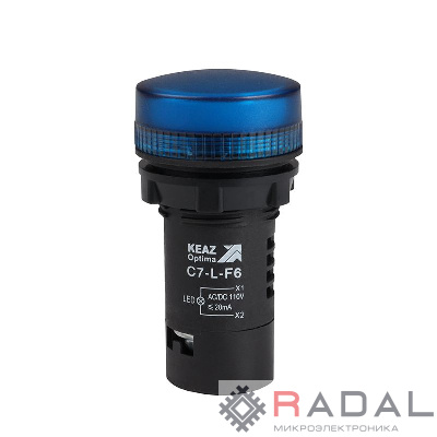 Лампа светодиодная OptiSignal Compact D22 С7-L-F6 син. 110В AC/DC XB7EV06GP КЭАЗ 362157