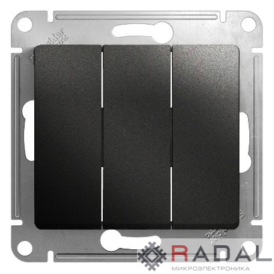 Механизм выключателя 3-кл. СП Glossa 10А IP20 (сх. 1+1+1) 10AX антрацит SchE GSL000731