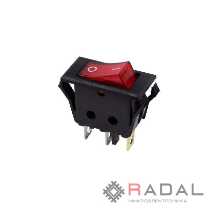 Выключатель клавишный 250В 15А (3с) ON-OFF красн. с подсветкой (RWB-413; SC-788) Rexant 36-2225