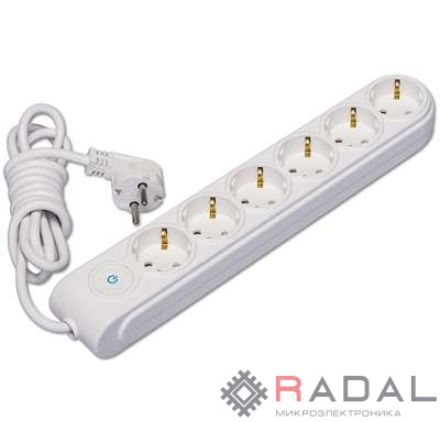 Удлинитель 6х2м с заземл. 16А защ. шторки Makel N6310033