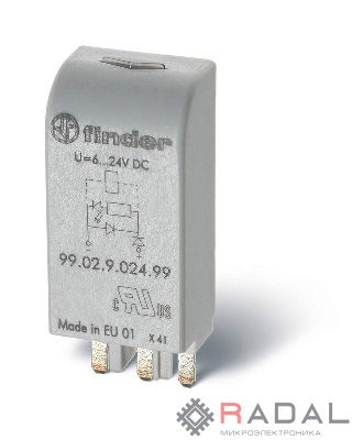 Модуль индикации LED 6...24В AC/DC зел. FINDER 9902002459