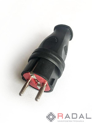 Вилка прямая 16А IP44 черн. КОСМОС VKsm-Z-IP(B)16A