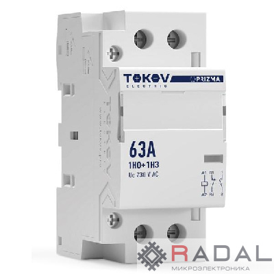 Контактор модульный 36мм 63А 230В АС 1НО 1НЗ PRIZMA TOKOV ELECTRIC TKE-PZ-MC-2-63-230-11