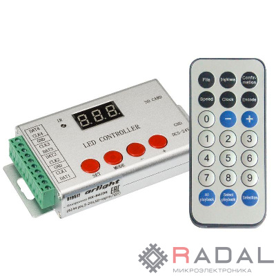Контроллер HX-802SE-2 (6144 pix 5-24В SD-карта ПДУ) Arlight 022992