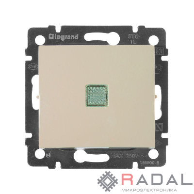 Механизм выключателя 1-кл. СП Valena 10А IP31 250В с зел. индикацией сл. кость Leg 774310