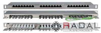 Патч-панель PPHD-19-24-8P8C-C5E-SH-110D высокой плотн. 19дюйм 0.5U 24 порта RJ45 кат.5E Dual IDC Hyperline 244077