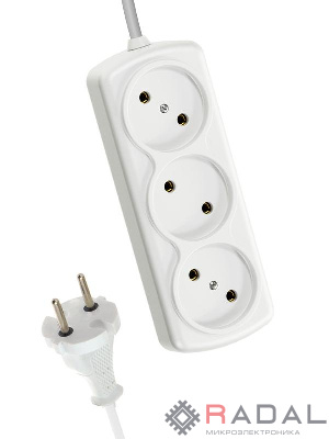 Удлинитель 3х7м 6А IP20 ПВС 2х0.75 Космос YKsm7m-3g(6A)S