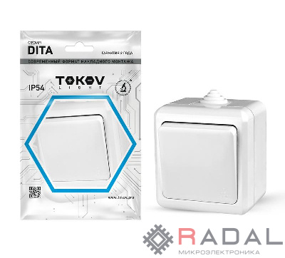 Выключатель 1-кл. ОП Dita IP54 10А 250В бел. TOKOV LIGHT TKL-DT-V1-C01-IP54
