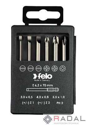 Набор бит SL/Z (+/-) Industrial 73мм в кейсе (уп.6шт) Felo 03192716
