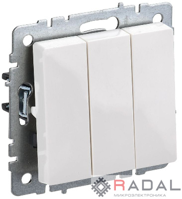 Выключатель 3-кл. СП BRITE ВС10-3-0-БрБ 10А бел. IEK BR-V30-0-10-K01