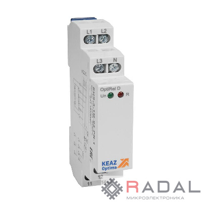Реле контроля фаз OptiRel D PHS-3-1M-03-PN-2 чередования обрыва фаз 3Ф+N 2СО КЭАЗ 331993