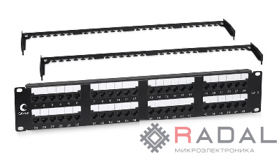 Патч-панель 19дюйм 2U 48 портов RJ45 кат.6 Dual IDC с задн. кабельн. организатором Cabeus 10657c